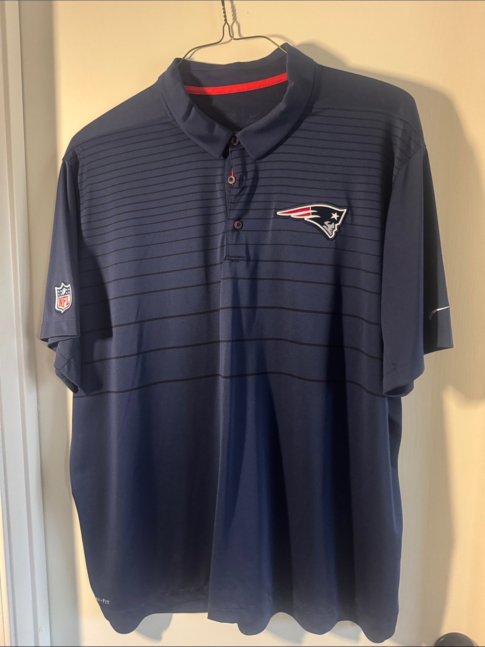 Nike Navy New England Patriots Polo with Red Accents